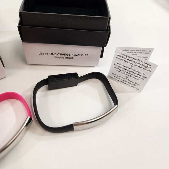 Avon USB Phone Charger Bracelet x 4 iPhone Black Pink NEW - Picture 3 of 10